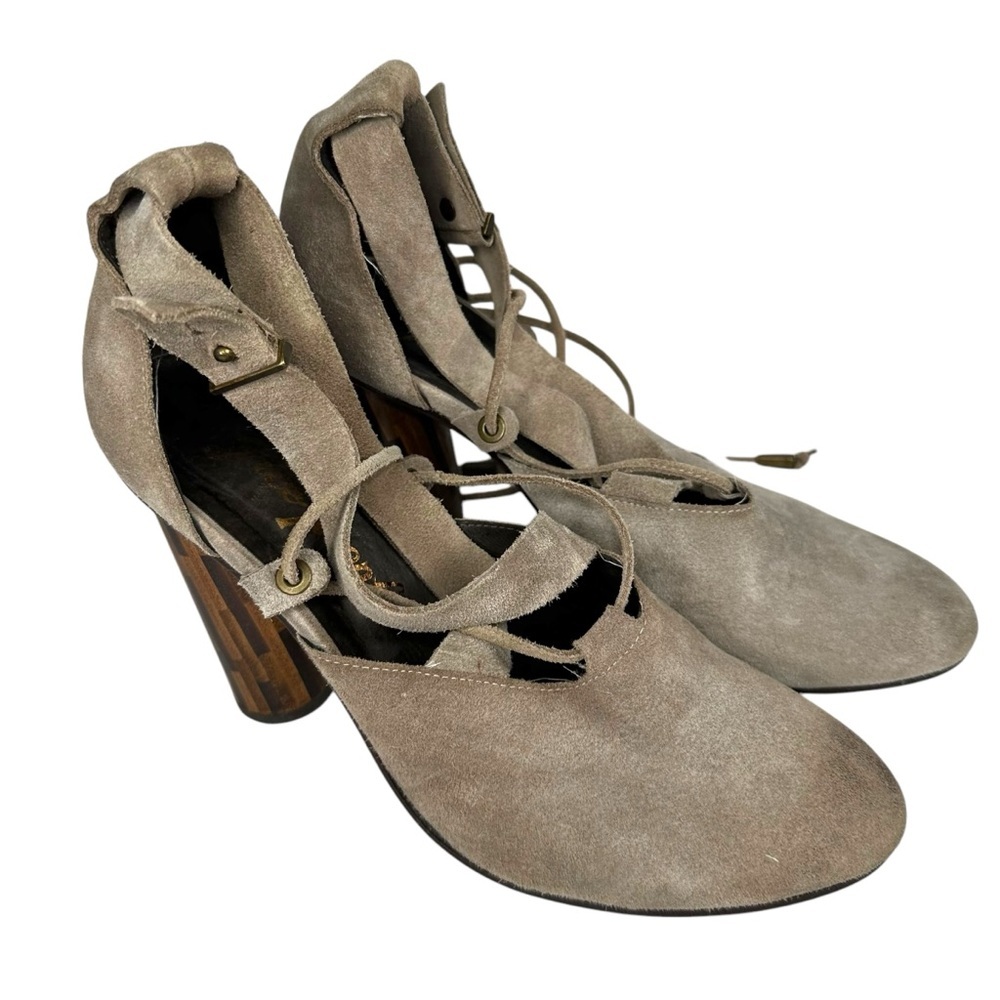 Free People Nouvella Wrap Suede Heels Size 38 - Picture 9 of 9